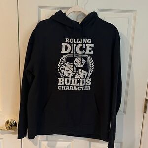 Dungeons and Dragons Dice Hoodie with White Dice Graphic